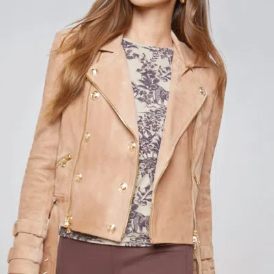 L AGENCE BILLIE BELTED JACKET IN CAPUCCINO SUEDE