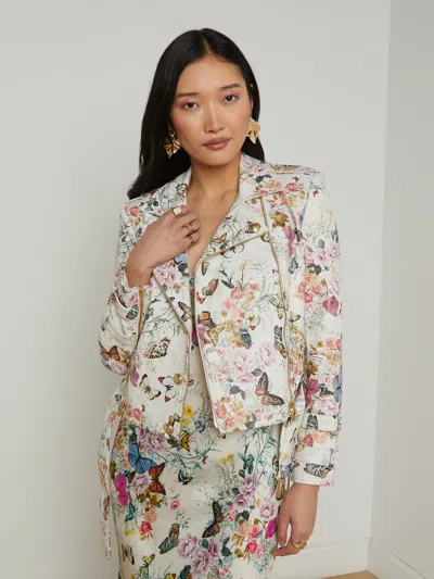 L Agence Billie Belted Leather Jacket In Charonda Butterfly