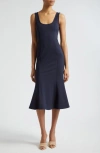 L Agence Bisous Flared Midi Dress In Midnight