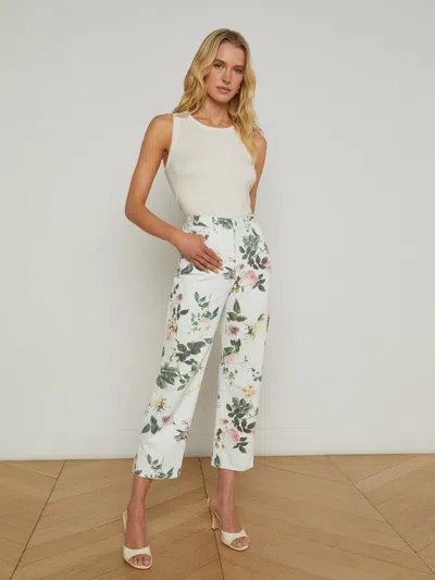 L Agence Blaine Low-rise Stovepipe Jean In Multi Floral Bleach