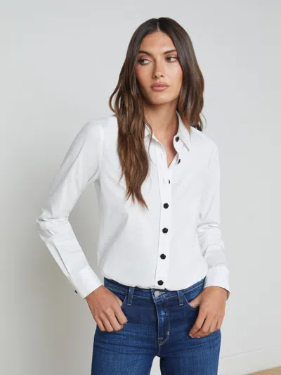 L Agence Blake Bodysuit In White/black Rose