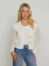 L Agence Blanca Sequined Cropped Cardigan In Ivory/gold