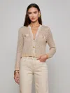 Shop L Agence Blanca Sequin Cardigan In Natural Multi/gold