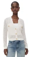 L Agence Blanca Sequined Cropped Cardigan In Ivory/gold