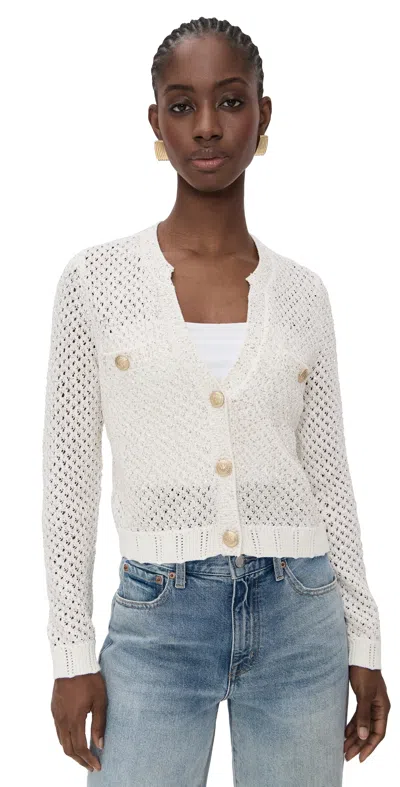 L Agence Blanca Sequin Crop Cardigan Ivory/gold