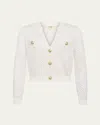 L Agence Blanca Sequined Cropped Cardigan In Ivorygold