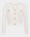 L Agence Blanca Sequined Cropped Cardigan In Ivorygold