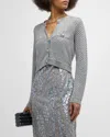 L Agence Blanca Sequined Cropped Cardigan In Silver