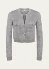 L Agence Blanca Sequined Cropped Cardigan In Silver