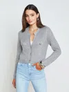 L Agence Blanca Sequined Cropped Cardigan In Silver