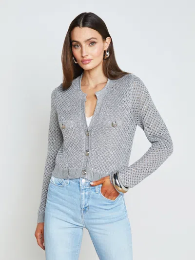 L Agence Blanca Sequinned Cardigan In Silver