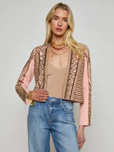 L Agence Blossom Embellished Jacket In Pink