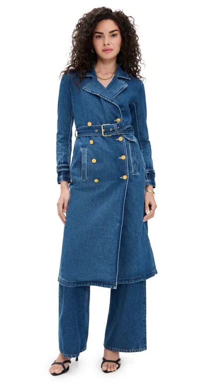L'agence Bradley Denim Trench Coat In Lynnwood In Multi