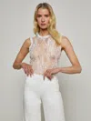 L Agence Brax Floral Lace Tank In White