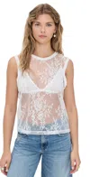 L Agence Brax Lace Muscle Tank Ivory In White