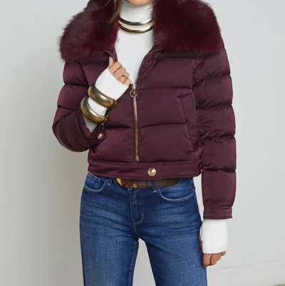 L'agence Bretton Puffer Jacket In Wine In Pink