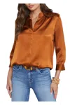L Agence L'agence Dani Silk Charmeuse Blouse In Brown