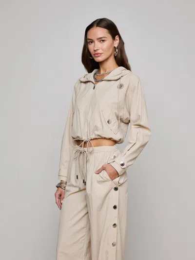 L Agence Bronwyn Cropped Windbreaker In Cement