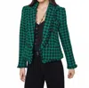 L Agence Brooke Blazer In Green Black Houndstooth In Green