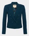 L Agence Brooke Double-breasted Crop Blazer In Deep Tealrococo