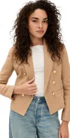 L Agence Brooke Double-breasted Cropped Blazer In Latte/gold