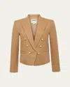 L Agence Brooke Double-breasted Cropped Blazer In Lattegold