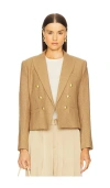 L Agence Brooke Double-breasted Cropped Blazer In Tan