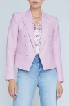 L Agence Brooke Texture Double Breasted Crop Blazer In Lilac Snow/ Sketch Chain