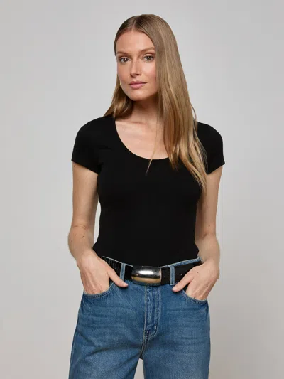 L Agence Brynlee Scoopneck Tee In Black
