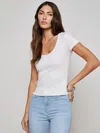 L Agence Brynlee Scoopneck Tee In White