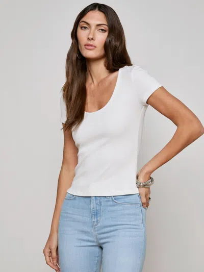 L Agence Brynlee Scoopneck Tee In White