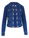 L Agence Button-detailing Denim Jacket In Blue