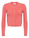 L Agence Button-embellished Crew-neck Cardigan In Pink