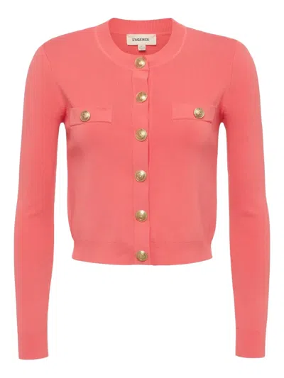 L Agence Button-embellished Crew-neck Cardigan In Pink