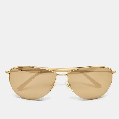 Pre-owned L Agence By Sama Gold Mirrored Tout Les Temps Aviator Sunglasses