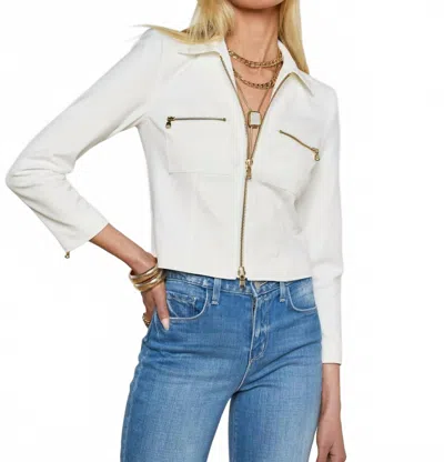L AGENCE CALIANNA ZIP FRONT SHACKET IN WHITE