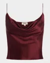 L Agence L'agence Calista Cowl Neck Silk Camisole In Dark Wine