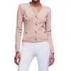 L AGENCE CALYSPO FITTED CARDIGAN IN DUSTY PINK