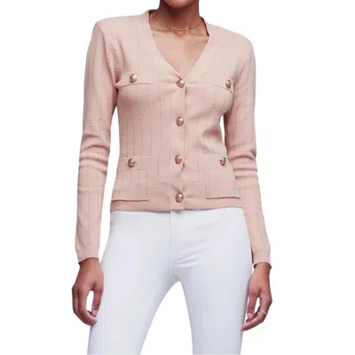 L Agence Calyspo Fitted Cardigan In Dusty Pink