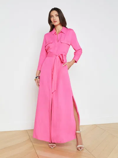 L Agence Cameron Linen-blend Shirt Dress In Multi