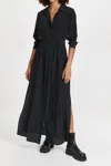 L'agence Cameron Long-sleeve Belted Silk Shirtdress In Black