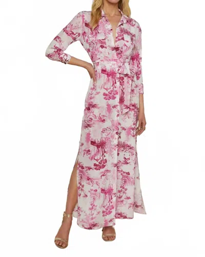 L Agence Cameron Silk Dress In Pink Porcelain Toile