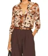 L Agence Camille 3/4 Sleeve Blouse In Tan Multi Floral In Multi