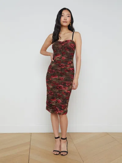 L Agence Caprice Midi Dress In Multi