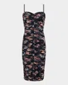 L Agence Caprice Midi Dress In Black Multi Vintage Oil Flower