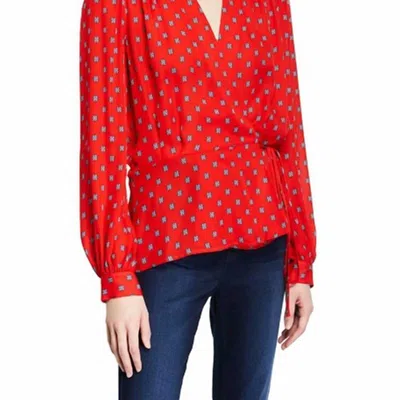 L Agence Cara Wrap Blouse In Red