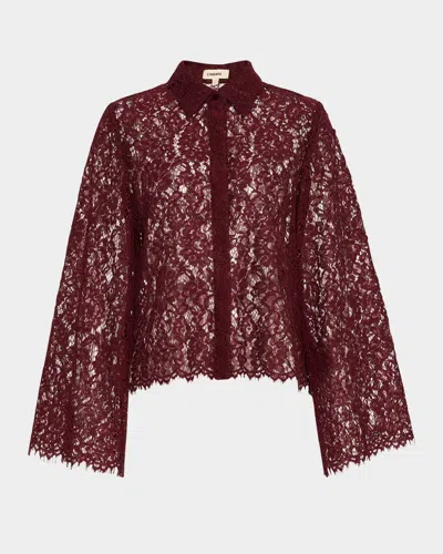 L Agence Carter Lace Blouse In Dark Wine