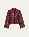 L Agence Carter Lace Blouse In Dark Wine