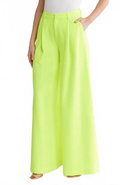 L Agence Caspian Wide Leg Pants In Neon Citrus In Green