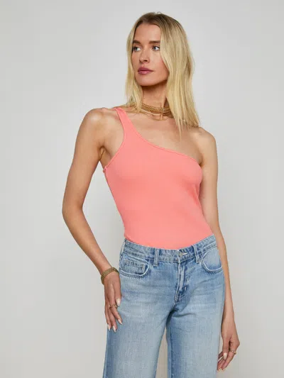 L Agence Cassidy One-shoulder Bodysuit In Pink